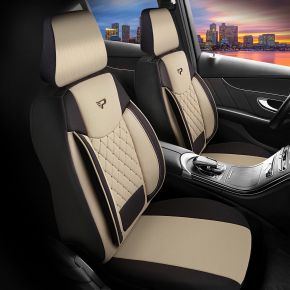 Juego de fundas de tela Brusel en color beige-negro con acolchado en diamante, compatible con AUDI Q5
