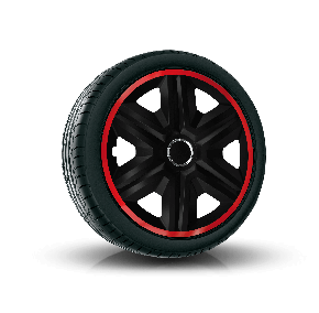 Tapacubos para FORD 15", FAST LUX ROJO-NEGRO 4 pzs