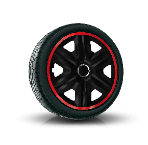 Tapacubos para SKODA 15", FAST LUX ROJO-NEGRO 4 pzs