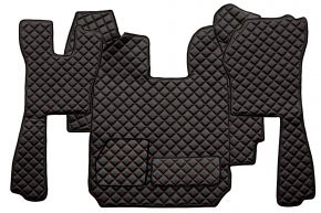 Alfombrillas de ecopiel Q para SCANIA R (01.2005-12.2010) - automático - Negro/rojo