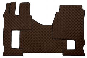 Alfombrillas de ecopiel Q para MERCEDES ACTROS MP 5 (desde 01.2019) - automático - asiento del acompañante abatible - Marrón