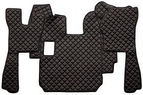 Alfombrillas de ecopiel Q para SCANIA R (01.2005-12.2010) - manual - Negro/rojo