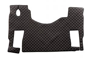 Alfombrillas de ecopiel Q para MERCEDES ACTROS MP 3 (01.2007-12.2010) - suelo plano - asiento del acompañante giratorio - Negro/rojo