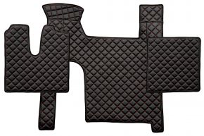 Alfombrillas de ecopiel Q para MAN TGX (01.2007-12.2017) - manual - dos cajones - Negro/rojo