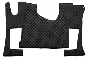 Alfombrillas de ecopiel Q para MERCEDES ACTROS MP 4 (01.2011-12.2018) - cabina estrecha (230 cm) - compartimento de almacenamiento más grande - Negro