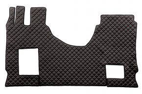 Alfombrillas de ecopiel Q para MERCEDES ACTROS MP 5 (desde 01.2019) - manual - asiento del acompañante abatible - Negro/rojo
