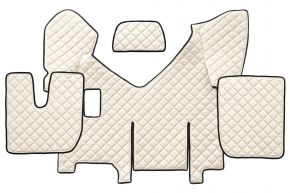 Alfombrillas de ecopiel Q para IVECO STRALIS HI-WAY (01.2013-12.2016) - manual - versión con frigorífico - Beige claro