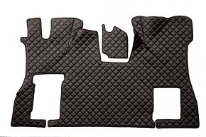 Alfombrillas de ecopiel Q para SCANIA S NEXTGEN (desde 01.2017) - suelo plano - asiento del acompañante abatible - Negro/rojo