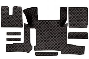 Alfombrillas de ecopiel Q para MAN TGX (01.2018-03.2020) - manual - dos cajones - Negro/rojo
