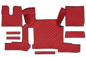 Alfombrillas de ecopiel Q para MAN TGX (01.2018-03.2020) - manual - dos cajones - Rojo