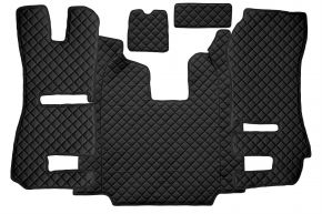 Alfombrillas de ecopiel Q para SCANIA R (01.2011-12.2016) - automático - asientos RECARO - asiento del acompañante abatible - Negro