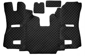 Alfombrillas de ecopiel Q para SCANIA R (01.2011-12.2016) - automático - asientos RECARO - asiento del acompañante neumático - Negro