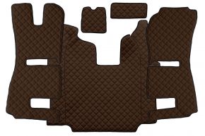 Alfombrillas de ecopiel Q para SCANIA R (01.2011-12.2016) - automático - asientos RECARO - asiento del acompañante neumático - Marrón