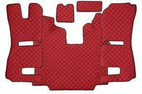 Alfombrillas de ecopiel Q para SCANIA R (01.2011-12.2016) - automático - asientos RECARO - asiento del acompañante neumático - Rojo