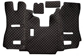 Alfombrillas de ecopiel Q para SCANIA R (01.2011-12.2016) - asientos RECARO - asiento del acompañante abatible - manual - Negro/rojo