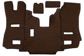 Alfombrillas de ecopiel Q para SCANIA R (01.2011-12.2016) - asientos RECARO - asiento del acompañante abatible - manual - Marrón