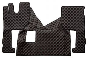 Alfombrillas de ecopiel Q para VOLVO FH 5 (desde 01.2020) - manual - Negro/rojo
