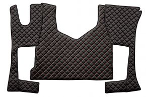 Alfombrillas Q para MERCEDES ACTROS MP 4 (01.2011-12.2018) - cabina estrecha (230 cm) - compartimento de almacenamiento más pequeño - Negro/rojo