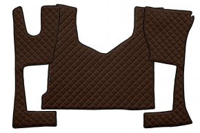 Alfombrillas de ecopiel Q para MERCEDES ACTROS MP 4 (01.2011-12.2018) - cabina estrecha (230 cm) - compartimento de almacenamiento más pequeño - Marrón