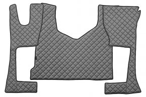Alfombrillas de ecopiel Q para MERCEDES ACTROS MP 4 (01.2011-12.2018) - cabina estrecha (230 cm) - compartimento de almacenamiento más pequeño - Gris