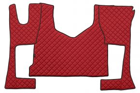 Alfombrillas de ecopiel Q para MERCEDES ACTROS MP 4 (01.2011-12.2018) - cabina estrecha (230 cm) - compartimento de almacenamiento más pequeño - Rojo