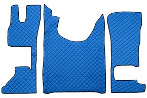 Alfombrillas de ecopiel Q para DAF XG (desde 10.2021) - asiento del acompañante fijo o asiento del acompañante abatible - Azul