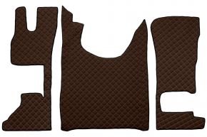 Alfombrillas de ecopiel Q para DAF XG (desde 10.2021) - asiento del acompañante fijo o asiento del acompañante abatible - Marrón