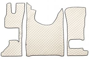 Alfombrillas de ecopiel Q para DAF XG (desde 10.2021) - asiento del acompañante fijo o asiento del acompañante abatible - Beige claro