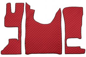 Alfombrillas de ecopiel Q para DAF XG (desde 10.2021) - asiento del acompañante fijo o asiento del acompañante abatible - Rojo