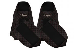 Fundas de asiento a medida ELEGANCE Q para SCANIA P (01.2005-12.2016) - reposacabezas integrados - negras y rojas