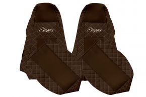 Fundas de asiento a medida ELEGANCE Q para SCANIA P (01.2005-12.2016) - reposacabezas integrados - marrones