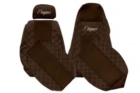 Fundas de asiento a medida ELEGANCE Q para SCANIA R (01.2005-12.2016) - reposacabezas del acompañante ajustable - marrones