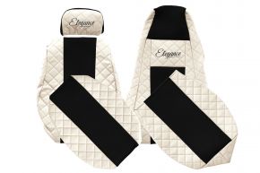 Fundas de asiento a medida ELEGANCE Q para SCANIA R (01.2005-12.2016) - reposacabezas del acompañante ajustable - beige claro