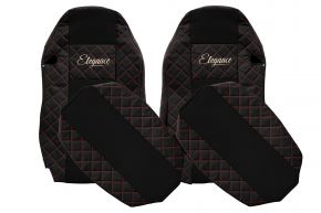 Fundas de asiento a medida ELEGANCE Q para MAN TGX (01.2007-03.2020) - asientos estándar, no ISRI - negras y rojas
