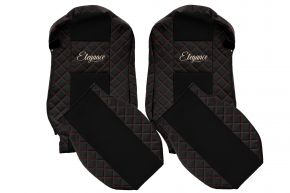 Fundas de asiento a medida ELEGANCE Q para MERCEDES ACTROS MP 4 (01.2011-12.2018) - asientos estándar - negras y rojas