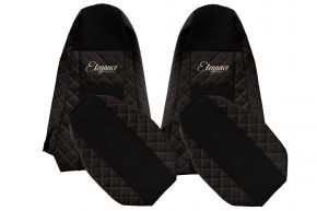 Fundas de asiento a medida ELEGANCE Q para SCANIA R (01.2013-12.2016) - STREAMLINE, reposacabezas integrados - negras y rojas