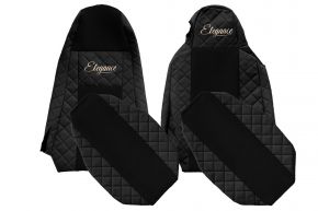 Fundas de asiento a medida ELEGANCE Q para SCANIA R (01.2013-12.2016) - STREAMLINE, asientos diferentes - negras
