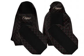 Fundas de asiento a medida ELEGANCE Q para SCANIA R (01.2013-12.2016) - STREAMLINE, asientos diferentes - negras y rojas