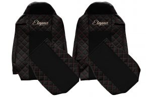 Fundas de asiento a medida ELEGANCE Q para IVECO STRALIS XP (01.2016-12.2019) - negras y rojas