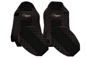 Fundas de asiento a medida ELEGANCE Q para MAN TGX (01.2007-03.2020) - asientos ISRI, asientos diferentes - negras y rojas