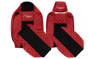 Fundas de asiento a medida ELEGANCE Q para RENAULT T (01.2014-04.2021) - reposacabezas del conductor ajustable - rojas