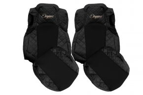 Fundas de asiento a medida ELEGANCE Q para MERCEDES ACTROS MP 5 (desde 01.2019) - ambos asientos ventilados - negras