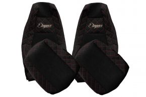 Fundas de asiento a medida ELEGANCE Q para SCANIA S NEXTGEN (desde 01.2017) - asientos estándar - negras y rojas