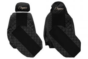 Fundas de asiento a medida ELEGANCE Q para SCANIA G (01.2005-12.2016) - STREAMLINE, reposacabezas diferentes - negras