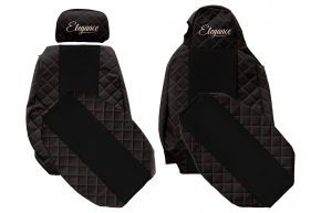 Fundas de asiento a medida ELEGANCE Q para SCANIA G (01.2005-12.2016) - STREAMLINE, reposacabezas diferentes - negras y rojas
