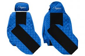 Fundas de asiento a medida ELEGANCE Q para SCANIA R (01.2011-12.2016) - STREAMLINE, reposacabezas diferentes - azules