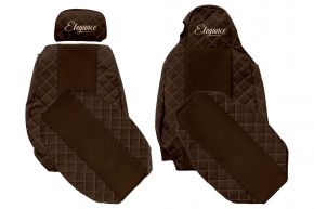 Fundas de asiento a medida ELEGANCE Q para SCANIA G (01.2005-12.2016) - STREAMLINE, reposacabezas diferentes - marrones