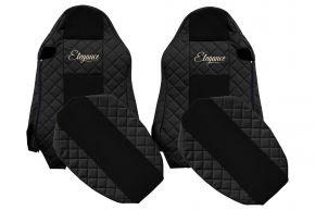 Fundas de asiento a medida ELEGANCE Q para MAN TGX (01.2007-03.2020) - asientos ISRI, asientos idénticos - negras