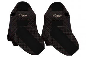 Fundas de asiento a medida ELEGANCE Q para MAN TGX (01.2007-03.2020) - asientos ISRI, asientos idénticos - negras y rojas