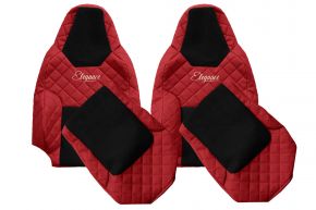Fundas de asiento a medida ELEGANCE Q para MAN TGL (desde 03.2021) - cinturón en asiento conductor - rojas
